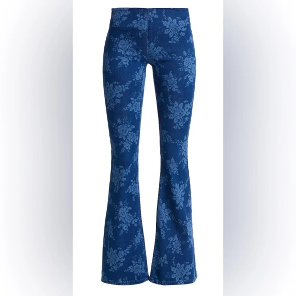 NWT Free people penny floral pull on flare jean - Picture 1 of 9
